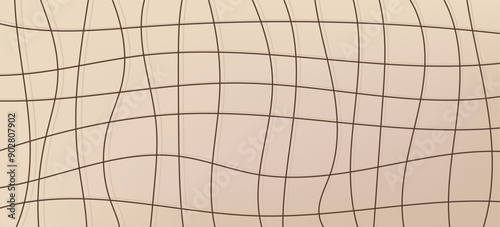 Abstract line wavy grid background. Retro pattern in y2k style. Vector