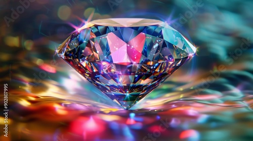 Sparkling Diamond on Colorful Background.