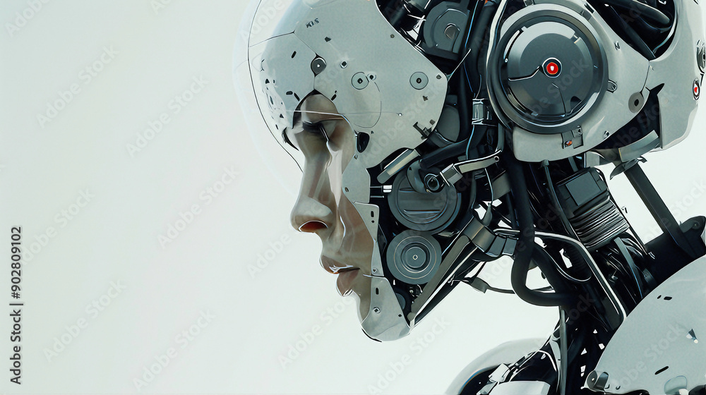a closeup of a female robot a closeup of a female robot