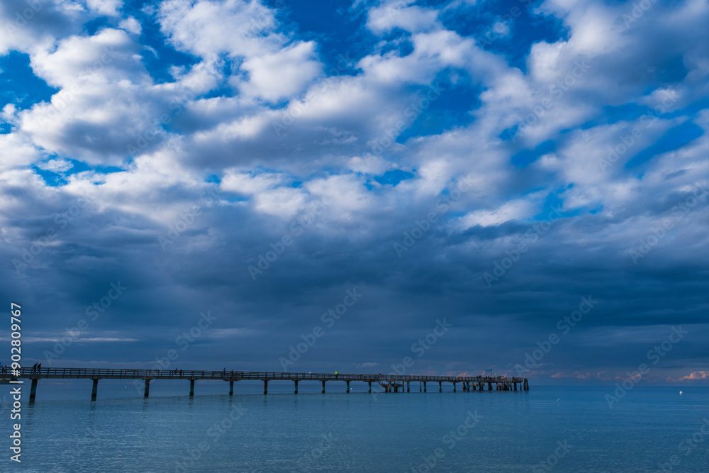 The Boltenhagen pier on the Baltic Sea in the blue hour The Boltenhagen pier on the Baltic Sea in the blue hour