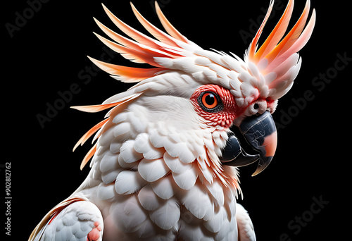 portrait crest spread major mitchell cockatoo isolated white high resolution high details vibrant