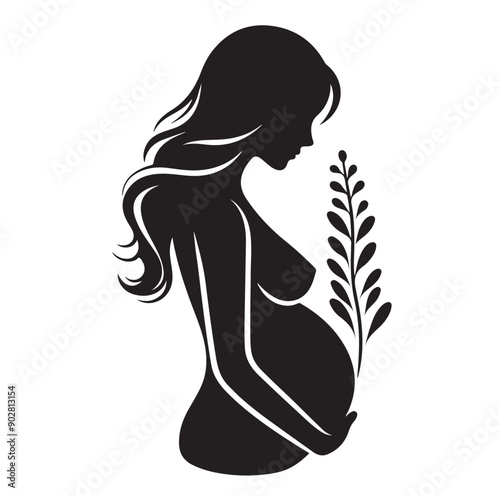 Pregnant woman vector illustration silhouette sign isolated on white background