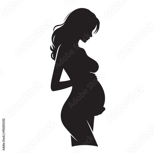 Pregnant woman vector illustration silhouette sign isolated on white background
