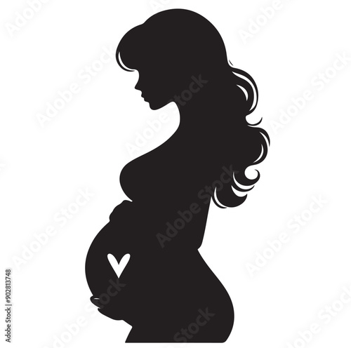 Pregnant woman vector illustration silhouette sign isolated on white background