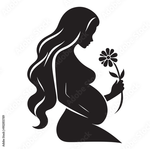 Pregnant woman vector illustration silhouette sign isolated on white background