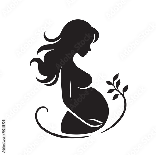 Pregnant woman vector illustration silhouette sign isolated on white background