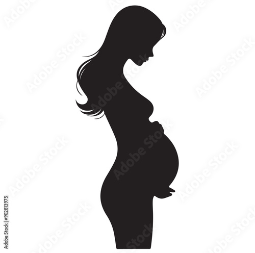 Pregnant woman vector illustration silhouette sign isolated on white background