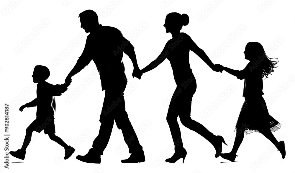 PNG Family silhouette walking together PNG Family silhouette walking together