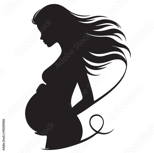 Pregnant woman vector illustration silhouette sign isolated on white background
