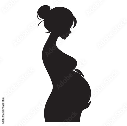 Pregnant woman vector illustration silhouette sign isolated on white background