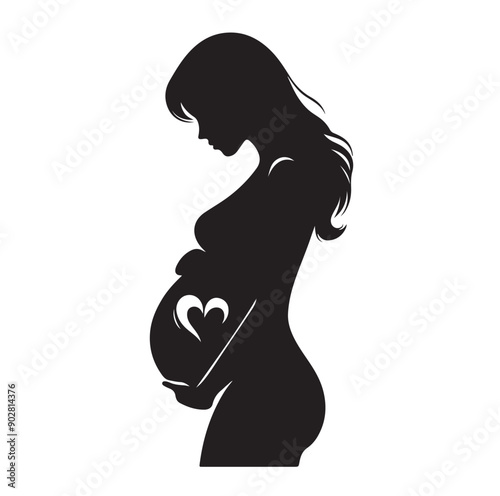 Pregnant woman vector illustration silhouette sign isolated on white background