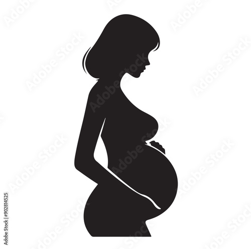 Pregnant woman vector illustration silhouette sign isolated on white background