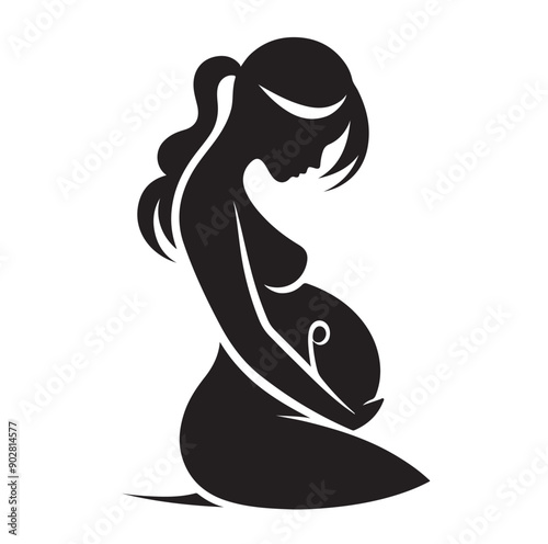 Pregnant woman vector illustration silhouette sign isolated on white background