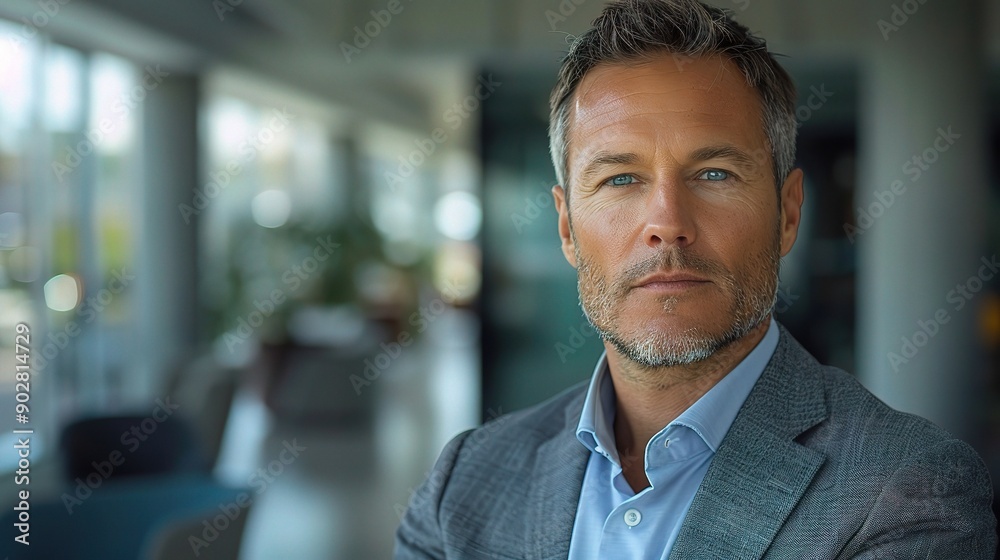 The Determined Executive: A portrait of a confident, mature businessman in a modern office setting The Determined Executive: A portrait of a confident, mature businessman in a modern office setting