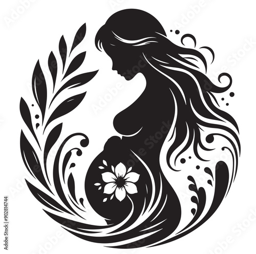 Pregnant woman vector illustration silhouette sign isolated on white background