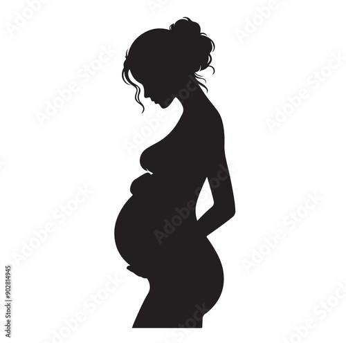 Pregnant woman vector illustration silhouette sign isolated on white background