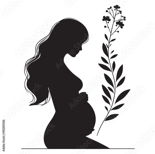 Pregnant woman vector illustration silhouette sign isolated on white background