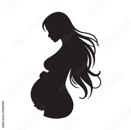 Pregnant woman vector illustration silhouette sign isolated on white background