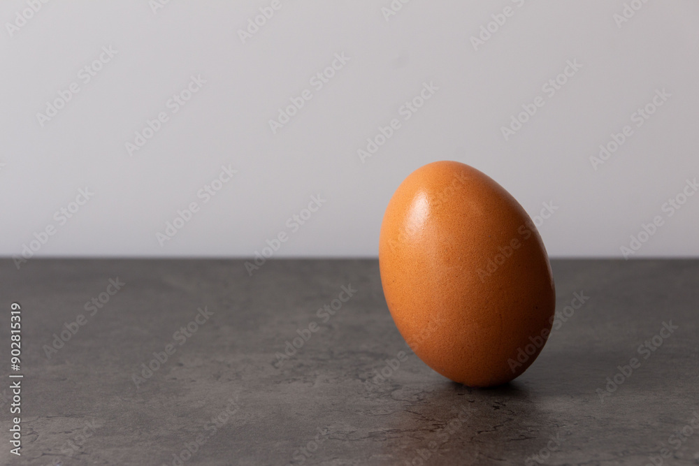Standing egg over grey grunge textured table. Fertility and growth concept. Standing egg over grey grunge textured table. Fertility and growth concept.