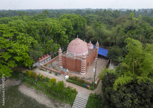 Aerial view of Atia mosque, Dhaka Division, Delduar, Bangladesh photo