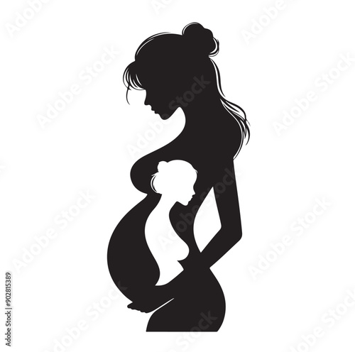 Pregnant woman vector illustration silhouette sign isolated on white background