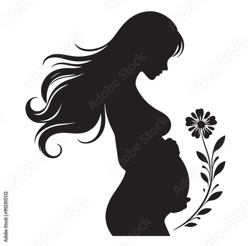 Pregnant woman vector illustration silhouette sign isolated on white background