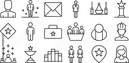 VIP Related Line Editable Icons set. VIP Related icons 