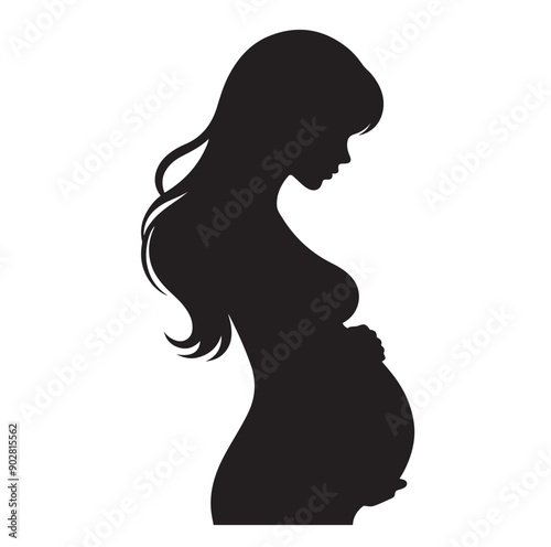 Pregnant woman vector illustration silhouette sign isolated on white background