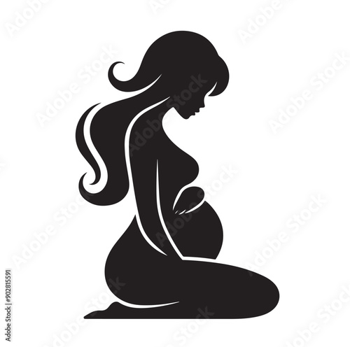 Pregnant woman vector illustration silhouette sign isolated on white background