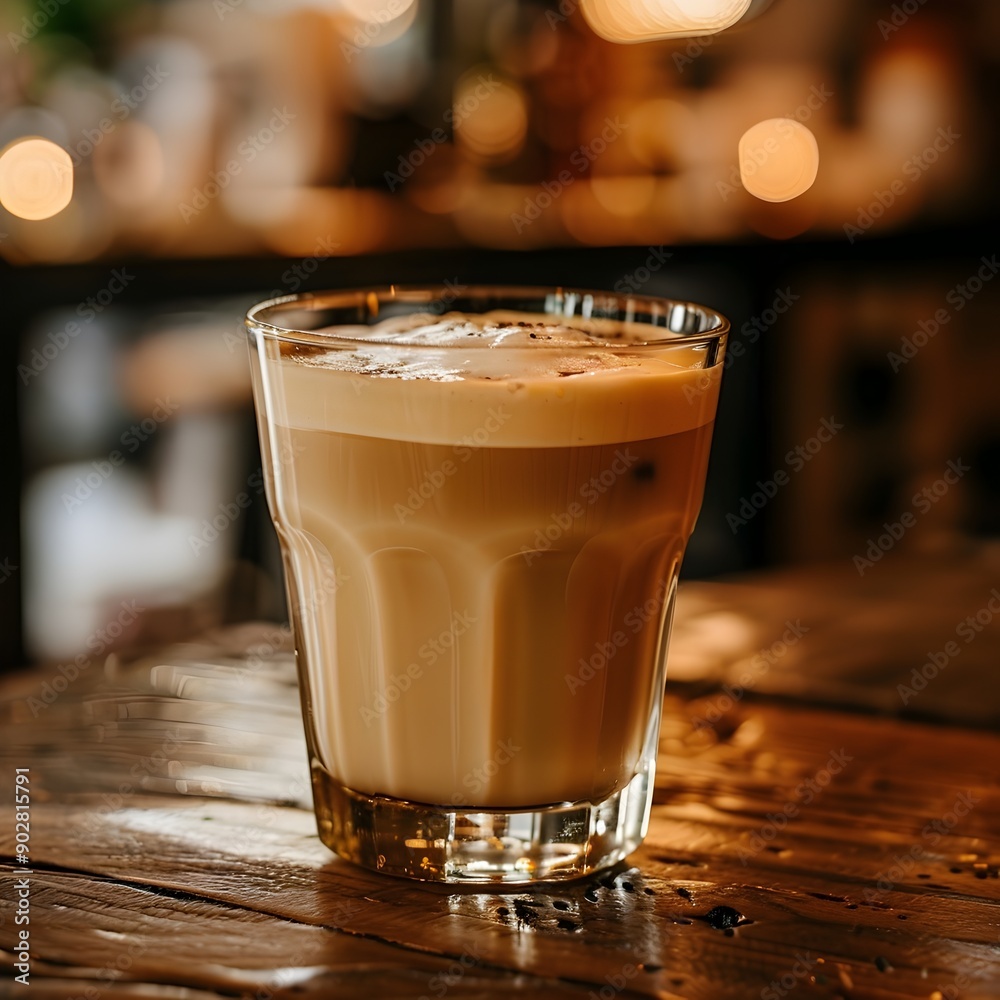 Balanced and Rich Cortado in a Cozy Glass Cup on a Caf Table Balanced and Rich Cortado in a Cozy Glass Cup on a Caf Table