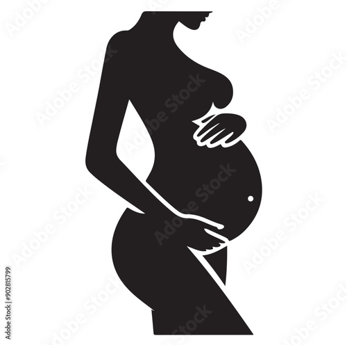 Pregnant woman vector illustration silhouette sign isolated on white background