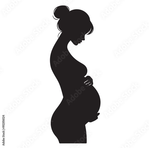 Pregnant woman vector illustration silhouette sign isolated on white background