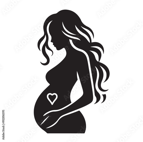 Pregnant woman vector illustration silhouette sign isolated on white background