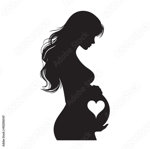 Pregnant woman vector illustration silhouette sign isolated on white background
