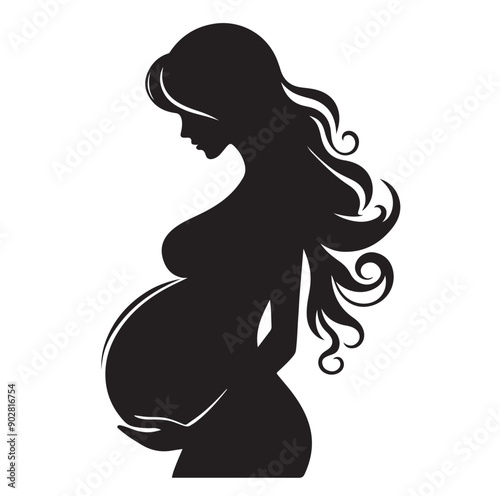 Pregnant woman vector illustration silhouette sign isolated on white background
