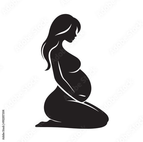 Pregnant woman vector illustration silhouette sign isolated on white background