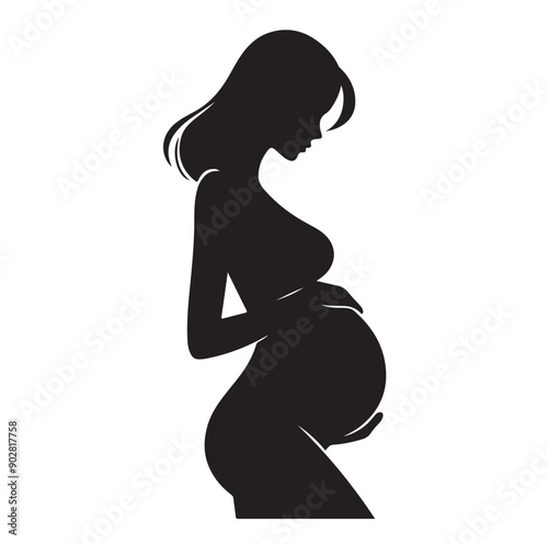 Pregnant woman vector illustration silhouette sign isolated on white background