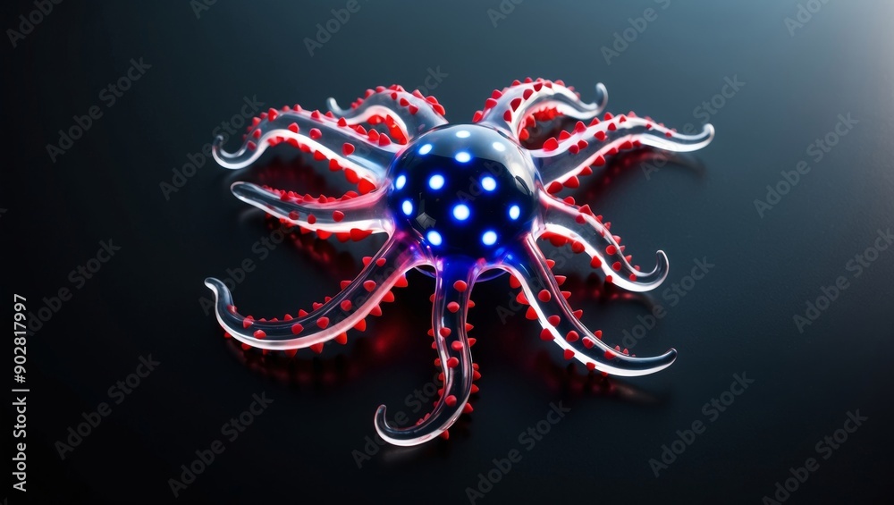 A vibrant octopus design illuminated with colorful lights A vibrant octopus design illuminated with colorful lights