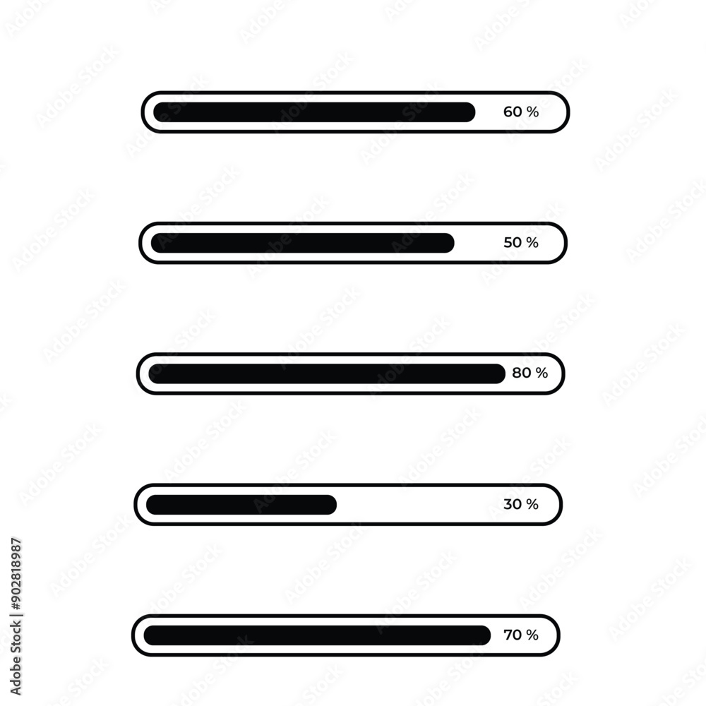Set loading bar icons. Progress bar loading signs. Download progress icons
Set loading bar icons. Progress bar loading signs. Download progress icons