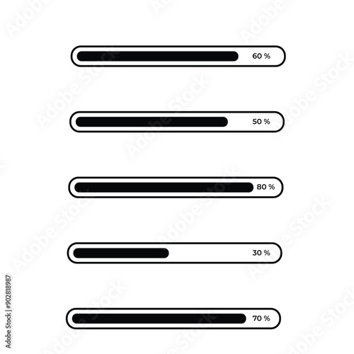 Set loading bar icons. Progress bar loading signs. Download progress icons	
