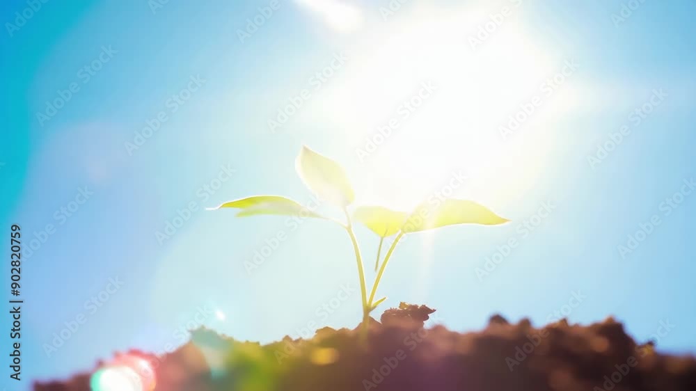 Radiant young plant sprouting the sun