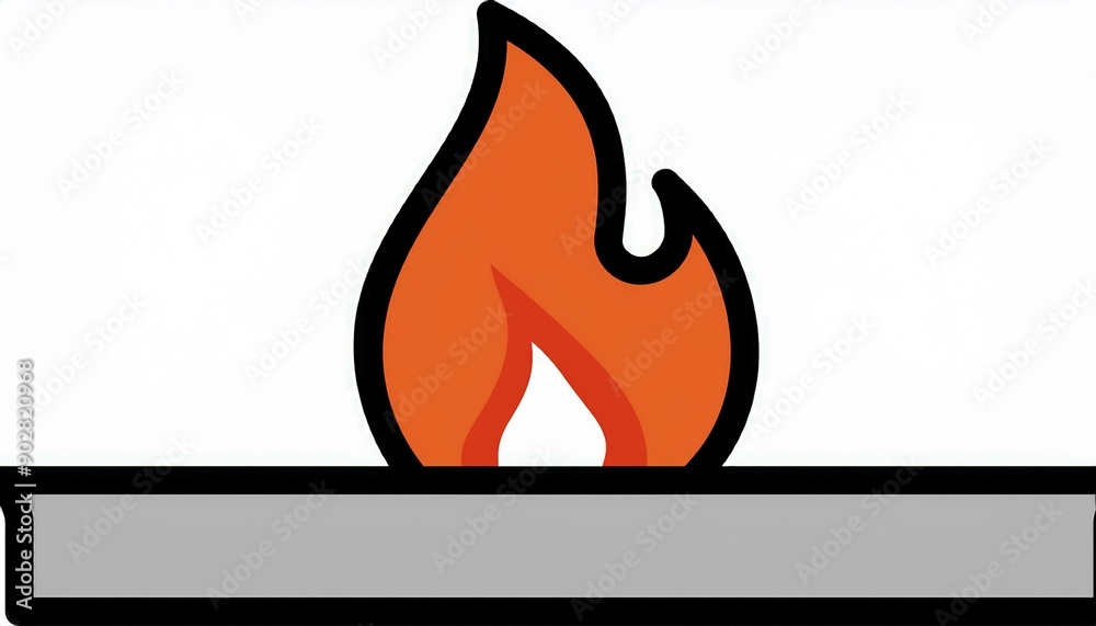 Fire icon flat design front view fireplace theme water color black and white Fire icon flat design front view fireplace theme water color black and white