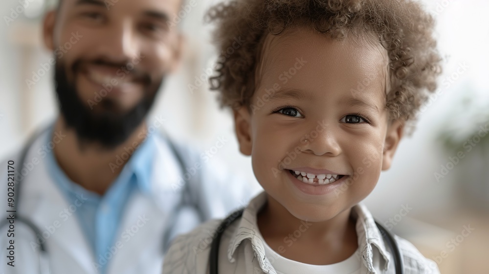 Smiling Child Patient at Pediatrician's Bright Clinic: Family Medicine and Healthcare Smiling Child Patient at Pediatrician's Bright Clinic: Family Medicine and Healthcare