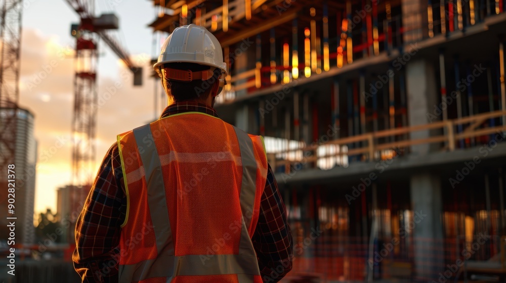 A construction worker inspecting site A construction worker inspecting site