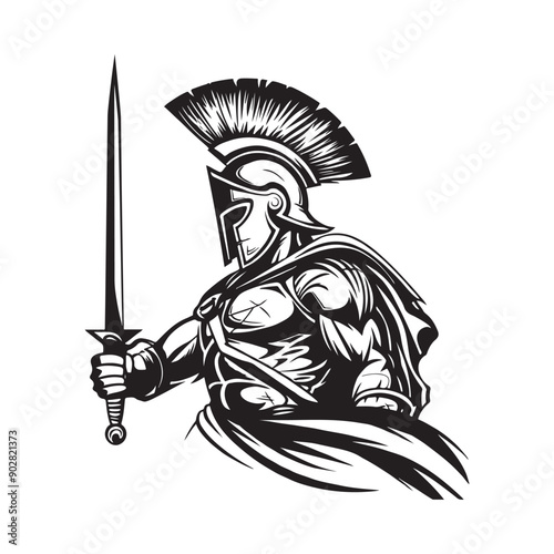 Spartan Warrior Mascot Logo. Warrior with sword. illustration of a warrior