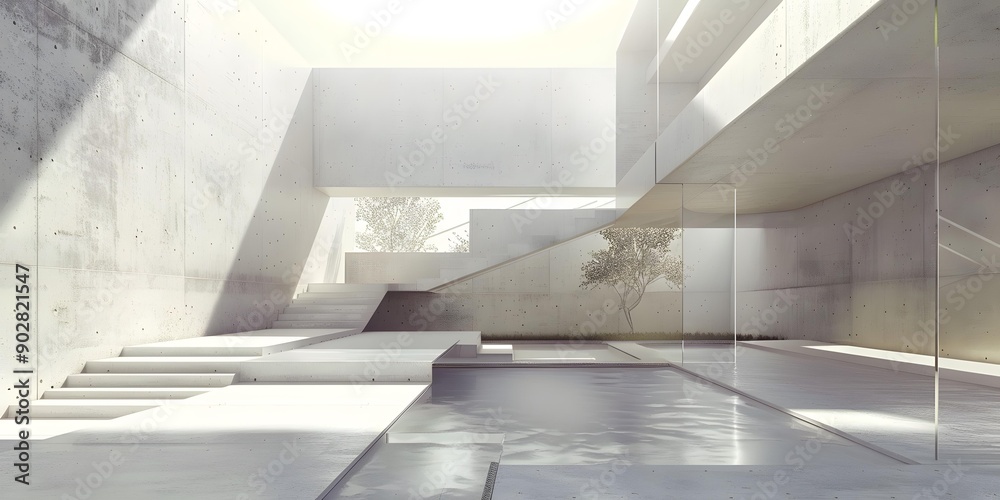 Fototapeta premium Modern Minimalist Concrete Architecture Design