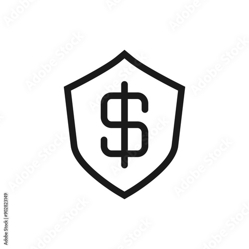 Money protection, dollar sign with shield icon line style isolated on white background. Vector illustration Free Download Money protection, dollar sign with shield icon line style isolated on white background. Vector illustration - GFXLoad