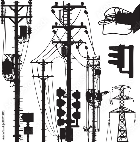 Electricity Modern Black Silhouette Design Elements