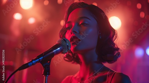 a young stunning woman singer on stage