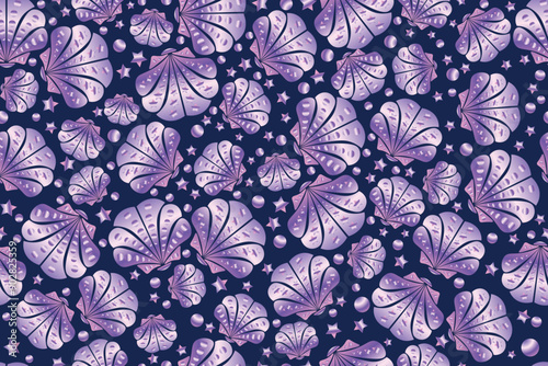 seashell seamless pattern with hologram colors